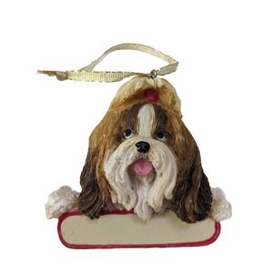 3/$20 3D Shih Tzu Ornament Brown Tan dog puppy custom name tag plate